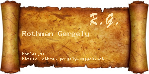 Rothman Gergely névjegykártya
